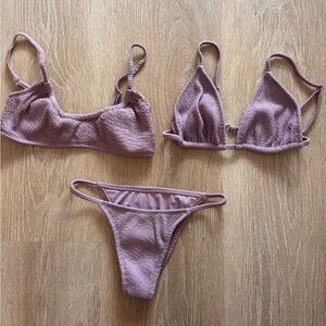 TJ Swim Purple Textured Bikini Set